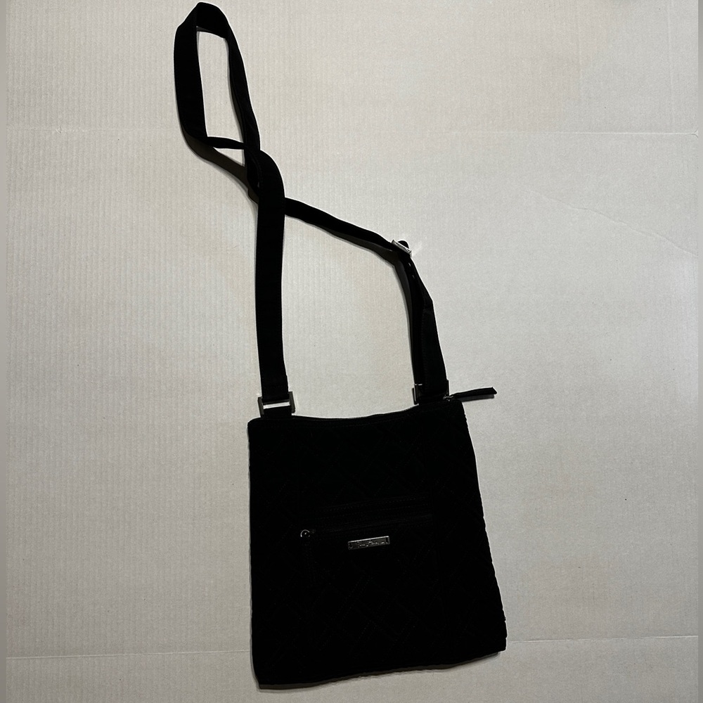 Vera Bradley Black Microfiber Hipster Crossbody Bag